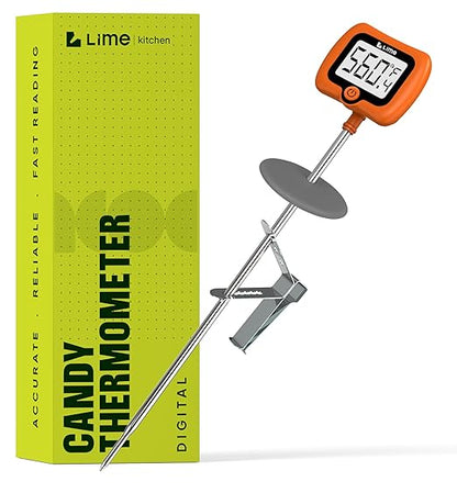 Digital Candy Thermometer with Pot Clip, 10" Long Stainless Steel Probe, Instant Read Kitchen Thermometer for Cooking, Baking, and Candy Making by Craft911byLIME