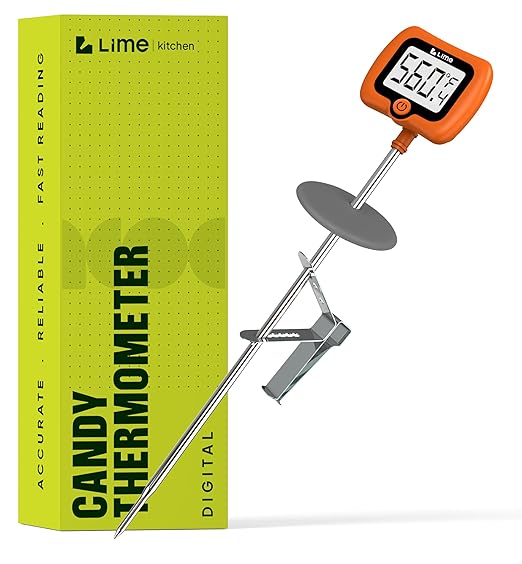 Digital Candy Thermometer with Pot Clip, 10" Long Stainless Steel Probe, Instant Read Kitchen Thermometer for Cooking, Baking, and Candy Making by Craft911byLIME
