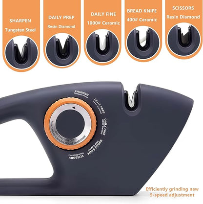 5 in 1 Versatile Manual Knife Sharpener, 5 Stages Knife Sharpeners Professional Chef's Kitchen Knife Accessories, Kitchen Blade & Scissors Sharpening Tool, Easy to Use, for Kitchen Knife - Image 4