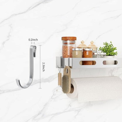 Paper Towel Holder Wall Mount for Bathroom, Paper Towel Holder with Shelf for Kitchen, RV Paper Towel Rack Stainless Steel, Silver