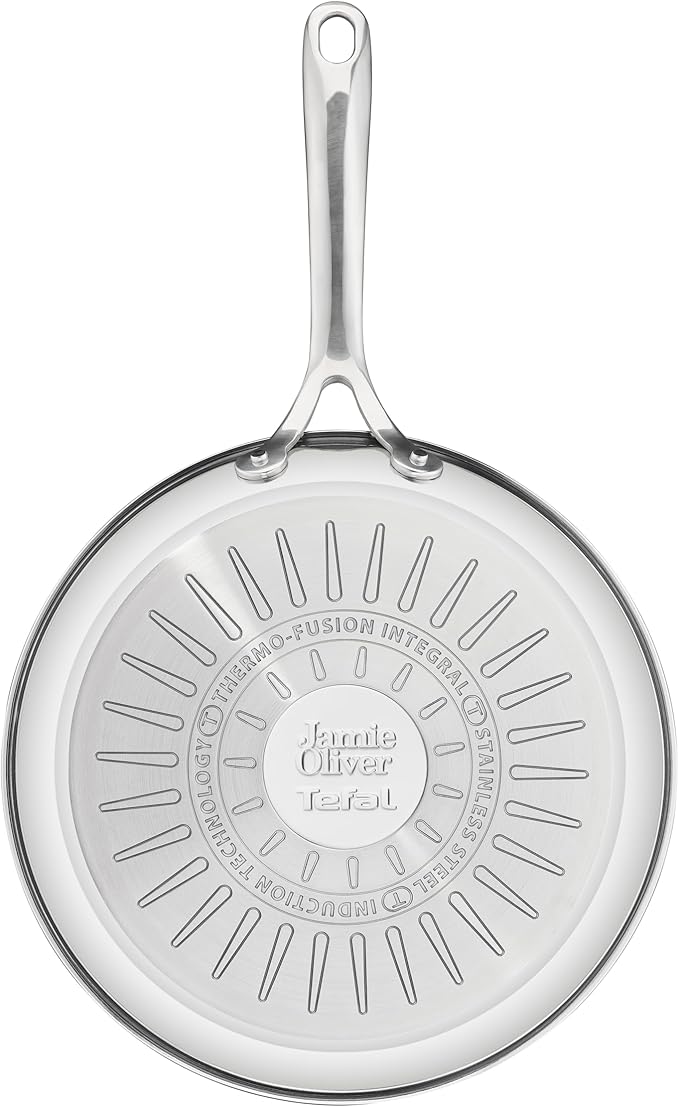 T-Fal x Jamie Oliver Stainless Steel Fry Pan 9.5-Inch, Induction Compatible, Oven Safe up to 500°F, Chef's Stainless Steel Skillet, Frying Pan, Silver - Image 3