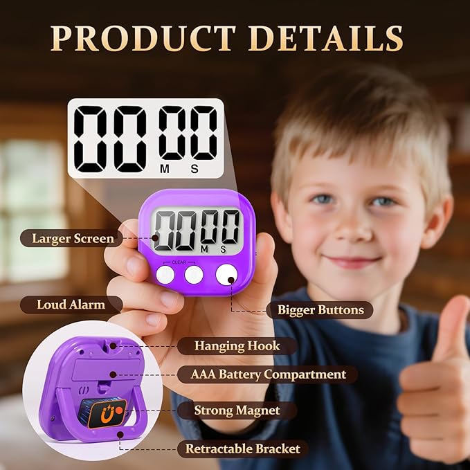 24 Pack Digital Kitchen Timer Small Classroom Timers for Kids Teachers (Blue&Purple) - Image 5