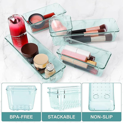 StorMiracle 25 PCS Drawer Organizer Set, 4 Varied Size Bathroom and kitchen Drawer cabinet organizer Trays, Clear Storage Bins for Makeup, Jewelry, Utensils and Gadgets - Image 3