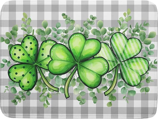 St Patricks Day Dish Drying Mat for Kitchen Counter Shamrocks Eucalyptus Leaf Holiday Microfiber Absorbent Dish Draining Reusable Washable Foldable Extra Large 18"x24" by Unknown