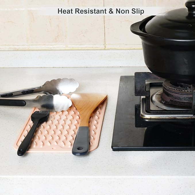 ZLR Silicone Sponge Holder & Sink Caddy Tray (6" x 12") - Narrow Dish Drying Mat for Kitchen Counter - Waterproof Soap Dispenser Organizer, Non-Slip Bathroom Vanity Tray (Peach Pink) - Image 9