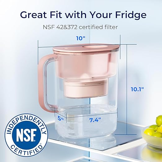 Waterdrop PT-07R Water Filter Pitcher, 10-Cup, NSF Certified, 200-Gallon Long-Life Filter, Improves Coffee & Tea Taste, Reduces PFOA/PFOS and Chlorine, 5X Longer Filter Life, Pink - Image 2