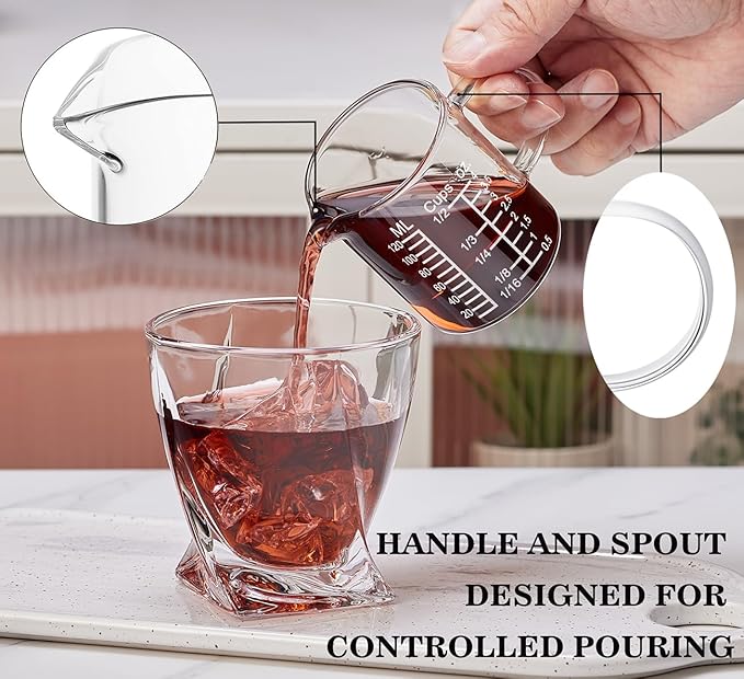 Ackers Etching Scale Measuring Glass -[Insulated handle | V-Shaped Spout]-Made of High Borosilicate Glass Measuring for Kitchen or Restaurant, Easy to Read, 120 ML (4 Oz) - Image 2
