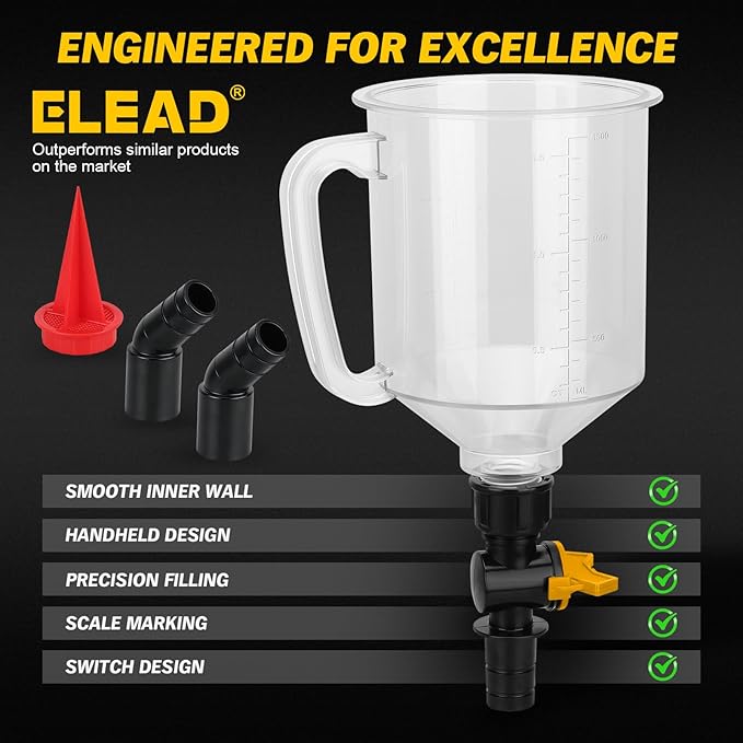 18-Piece No Spill Engine Oil Funnel Kit, 1.59QT/ 1.5L Automotive Coolant Funnel Set, 12 Adapters, Elbow Fitting, Arrow Screen & Magnetic Tray, Compatible with GM, Ford, BMW, Audi, Land Rover Etc - Image 5