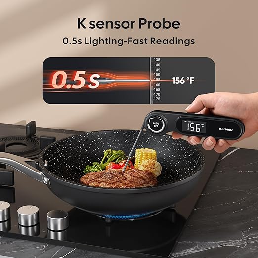0.5 Seconds Rechargeable Instant Read Meat Thermometer for Cooking, INKBIRD Digital Food Thermometer with VA LCD Screen -58.0℉~572℉ Waterproof Kitchen Thermometer with Magnet, Candy Grill BBQ Frying - Image 2