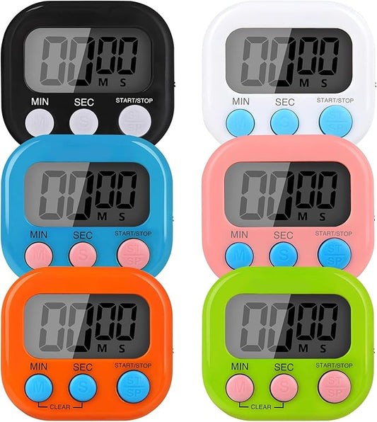 6 Pack Multi-Function Electronic Timer, Colorful Kitchen Timers Digital Magnetic, Countdown Timer, Big LCD Display Loud Alarm Kitchen Timers for Cooking, Bathing, Gym, Meeting, Classroom by Unknown