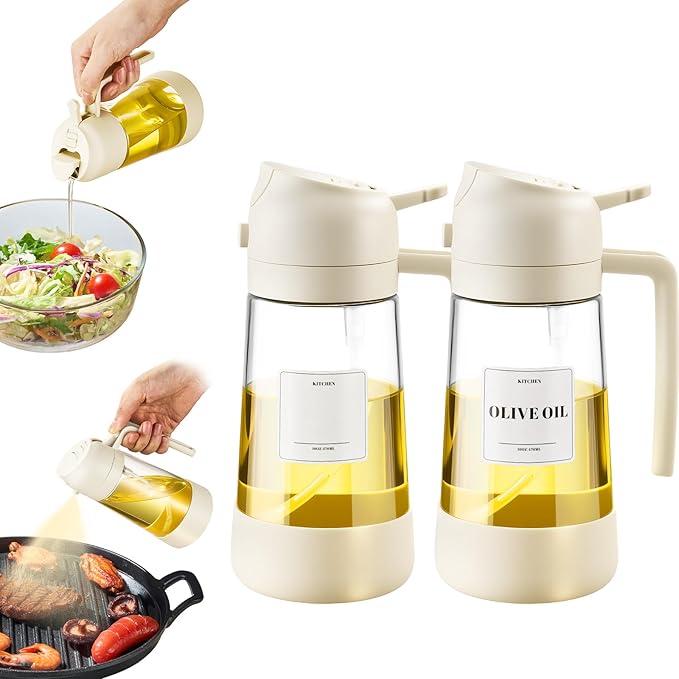 PARACITY 2 in 1 Oil Dipenser Bottle with Silicone Bottom (White-2PCS) by PARACITY