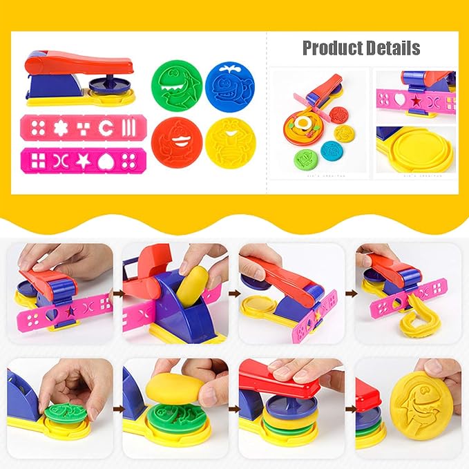 32-Piece Dough Tool Set for Kids – Dough Play Tools with Molds, Rollers, Extruder, Cutters & Scissors –Clay Tools for Creative Play (Random Colors) - Image 2