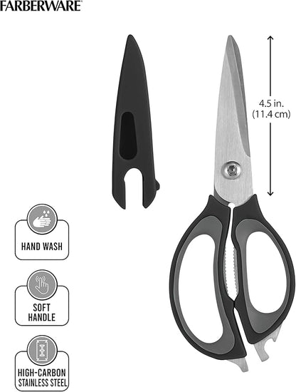 Farberware 4-in-1 Kitchen Shears, 2-Piece, Black and Gray