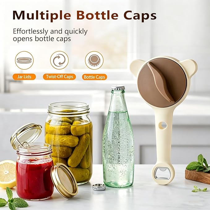 2026 New 4-in-1 Jar Opener, Adjustable Stainless Steel Opener for Jars, Bottles & Cans - Multifunctional Lid Remover for Seniors, Arthritis Sufferers, Ideal Kitchen Gadget (1PC)