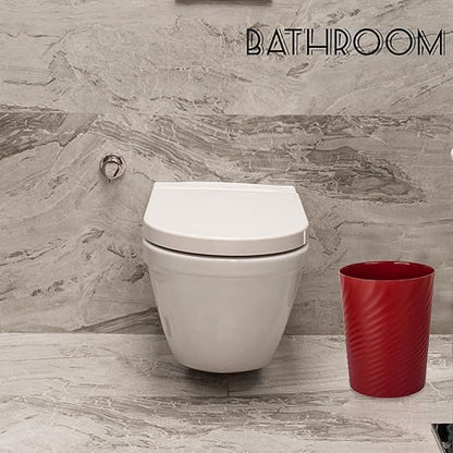 UUJOLY Plastic Small Trash Can Wastebasket, Garbage Container Basket for Bathrooms, Laundry Room, Kitchens, Offices, Kids Rooms, Dorms, (Red, 1.8 Gallon)