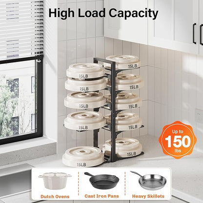 MUDEELA 10-Tier Pots and Pans Organizer under Cabinet, 23.62" Height Heavy Duty Pot and Pan Organizer Kitchen Cabinet Organization and Storage, Adjustable Pot Rack for Frying Pan, Cast Iron Skillet - Image 4