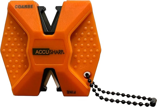AccuSharp Pull Through Knife Sharpener Keychain, 2-Stage Sharpener for Straight or Serrated Kitchen Knives, Handheld Tool for Fishing & Hunting, Orange by AccuSharpKnifeSharpeners
