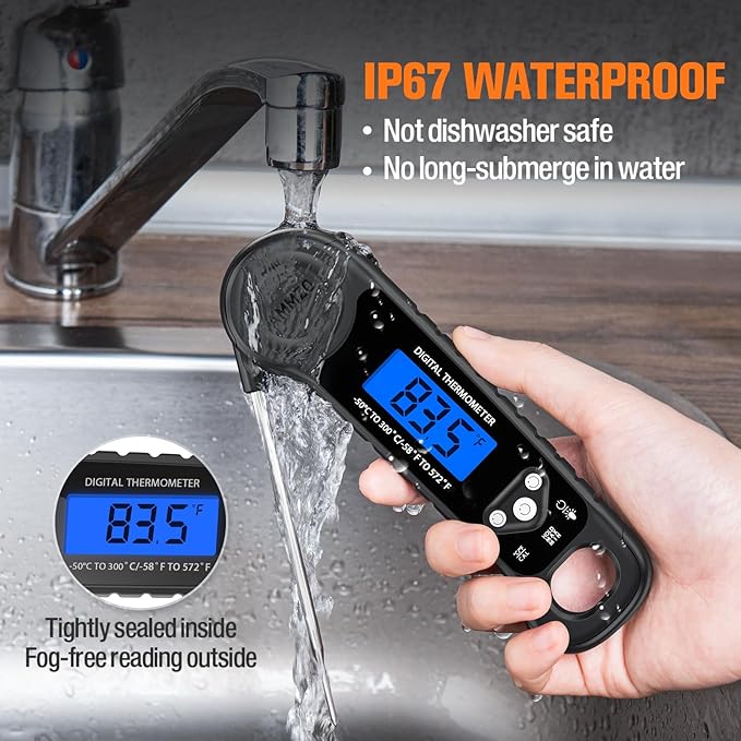 AMMZO Meat Thermometer Digital, Instant Read Food Thermometer for Cooking, Grilling, Baking, Frying & Candy Making, Essentials Kitchen Gadgets Accessory, Gifts for Men Women Dad Mom Birthday - Image 3