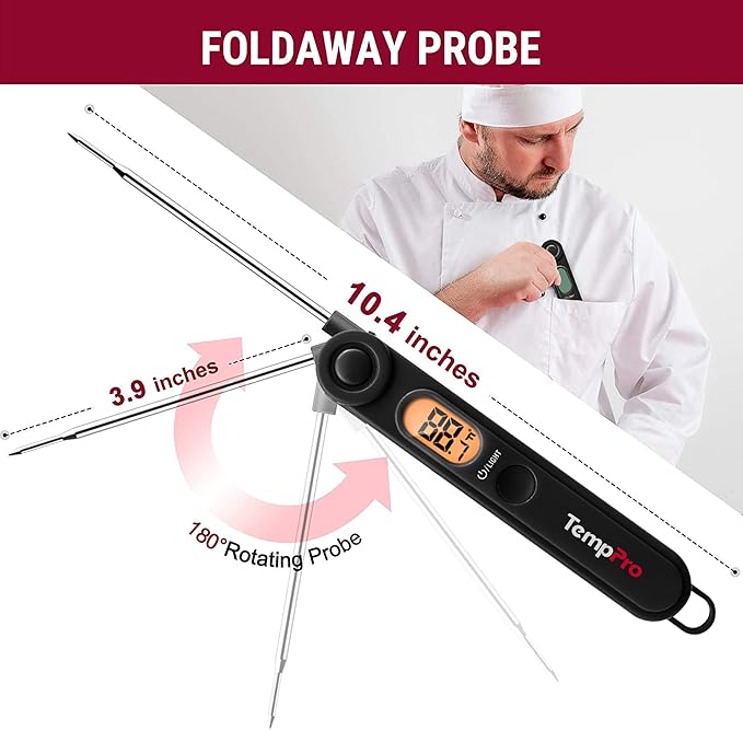 TempPro Digital Meat Thermometer with Temperature Indicator, Instant Read Food Thermometer with Pop-up Meat Probe and Backlight for Oil Deep Fry Smoker BBQ Grill Kitchen Candy (Previously ThermoPro) - Image 3