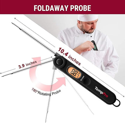 TempPro Digital Meat Thermometer with Temperature Indicator, Instant Read Food Thermometer with Pop-up Meat Probe and Backlight for Oil Deep Fry Smoker BBQ Grill Kitchen Candy (Previously ThermoPro) - Image 3