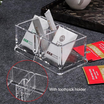 Clear Acrylic Two Lattices Tea Bags Holder Coffee Sugar Bag Case Guest Room Storage Boxes YTBH-001