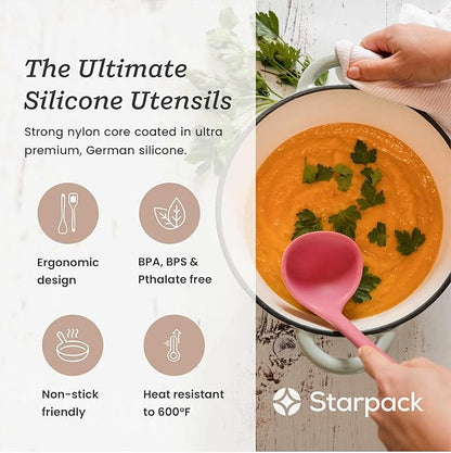 Starpack 'Stir & Serve' Silicone Cooking Utensils Set (5 Pcs) - 10.5" - Kitchen Utensil Set Heat Resistant to 600°F - Kitchen Utensils for Nonstick Cookware - Silicone Utensil Set for Mixing & Cooking - Image 2