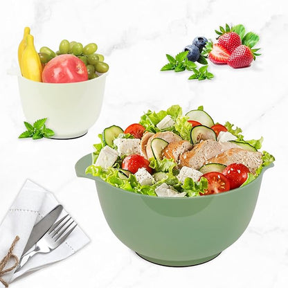 BoxedHome Classic Mixing Bowl Set, BPA Free Plastic, Microwave and Dishwasher Safe, 4.5 quarts (Army Green) - Image 7