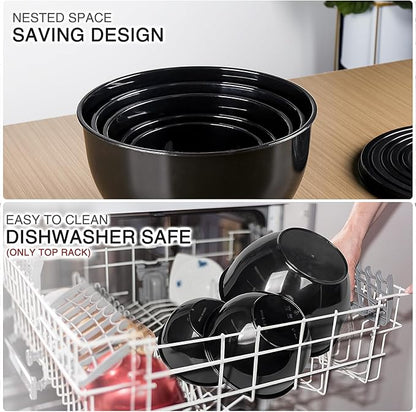 Greentainer Plastic Mixing Bowls with Lids Set for Kitchen, 5 Set Nesting Bowls for Mixing, Baking, Prepping, Cooking and Serving Food, Mixing Bowls Dishwasher, Microwave Safe - Image 4