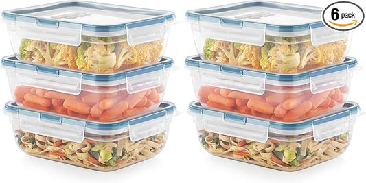 Snapware Food Storage Containers, Plastic, 8.5-Cup, Rectangular | Leakproof & Airtight | BPA-Free | Microwave & Dishwasher Safe | Pack of 6 by Snapware