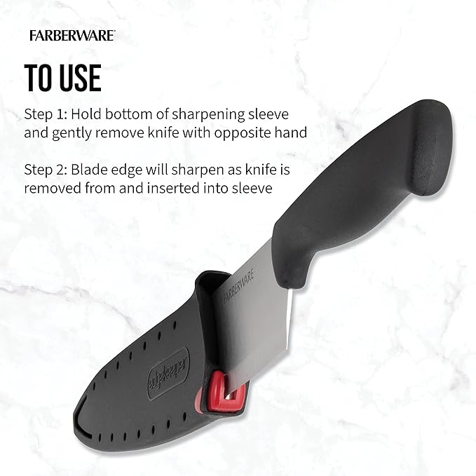 Farberware Edgekeeper Slicing Knife with Self-Sharpening Blade Cover, 8 Inch, Black - Image 5