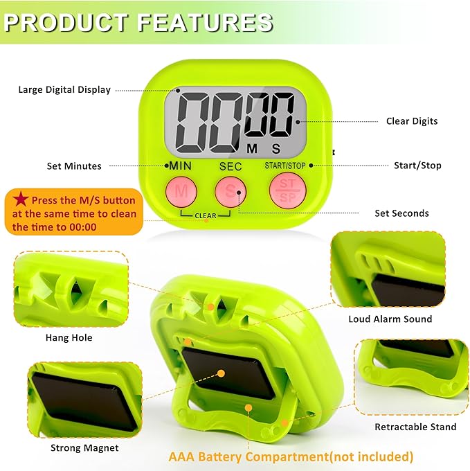 ZILLEEN Classroom Timer for Kids Teachers 2 Pack Digital Timers, White & Green - Image 7