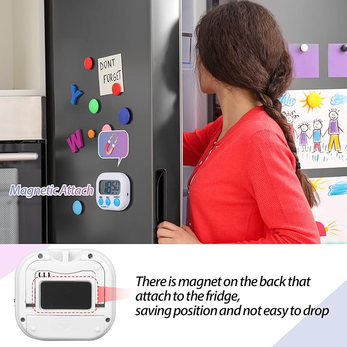 Weewooday 24 Pcs Digital Kitchen Timer Magnetic Timer Bulk On/Off Switch Minute Second Count up Countdown Loud Alarm for Exercise Cook Baking (Classic Color) - Image 4