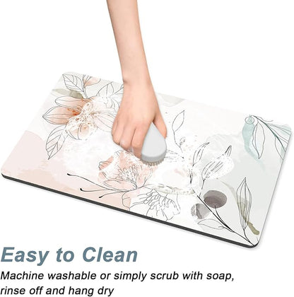 Rnivvi Coffee Mat, 12" x 19" Cute Coffee Bar Mats for Espresso Machine Station Accessories and Organizer, Hide Stain Rubber Backed Absorbent Dish Drying Pad for Kitchen Counter, Watercolor Flowers - Image 5