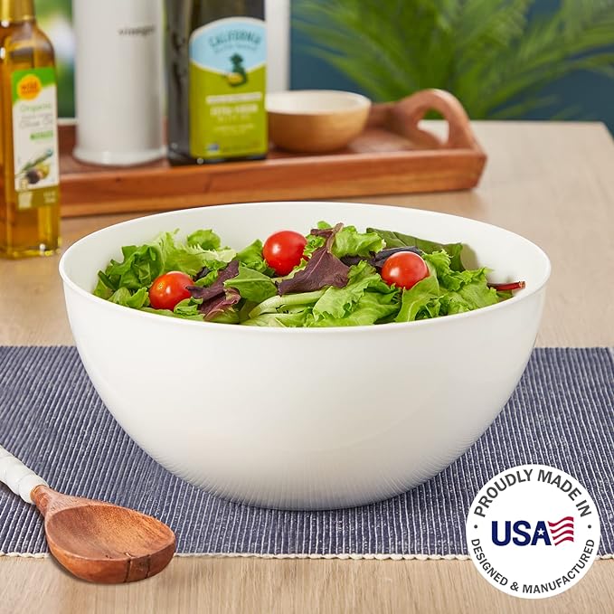 US Acrylic Vista White Plastic Salad and Serving 10-inch Bowls | set of 3 | Reusable, BPA-free, Made in the USA | 135 oz. capacity - Image 2