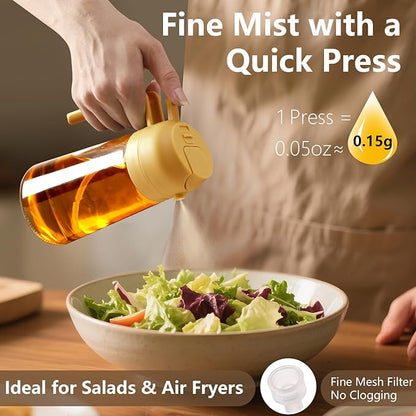SWEET VIEW Oil Sprayer for Cooking, 16oz/470ml 2 In 1 Glass Olive Oil Sprayr & pourer for Kitchen, Air Fryer, Cooking, Salad, BBQ (Yellow) - Image 3