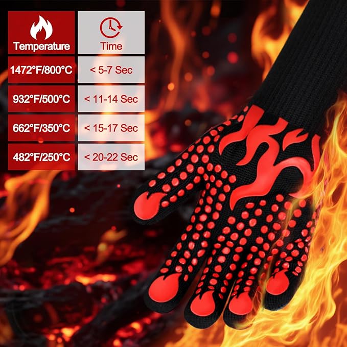 Comsmart BBQ Gloves, 1472 Degree F Heat Resistant Grilling Gloves Silicone Non-Slip Oven Gloves Long Kitchen Gloves for Barbecue, Cooking, Baking, Cutting - Image 3