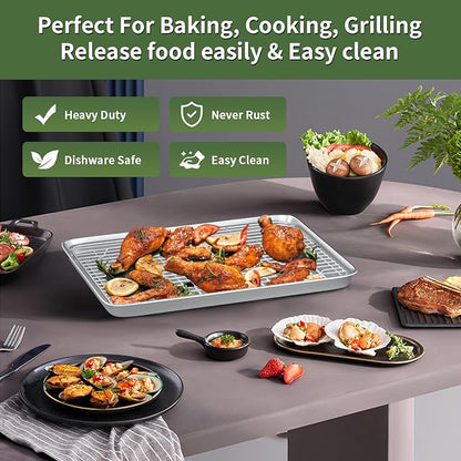 Baking Sheet with Wire Rack Set: 3 Baking Pans + 3 Cooling Racks for Cooking and Baking - Stainless Steel Nonstick Bacon Pans for Oven, Warp Resistant & Heavy Duty & Rust Free - Image 7