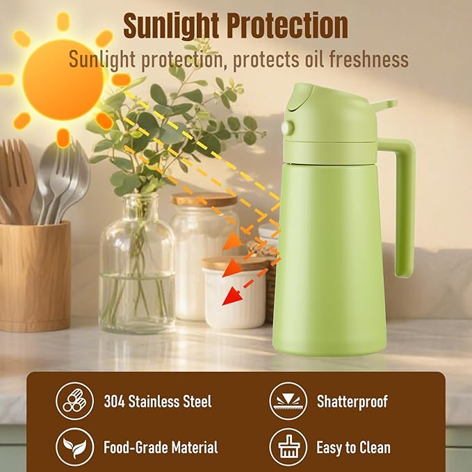 PARACITY 2 in 1 Oil Dipenser Bottle, Stainless Steel (Green-Green) - Image 5