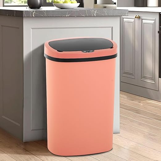 13 Gallon/50 L Kitchen Trash Can with Lid, Garbage Can with Touch-Free Lid, Cute Trash Can Automatic Trash Can Bathroom Trash Can with Lid, Motion Sensor Trash Can Waterproof Trash Bin