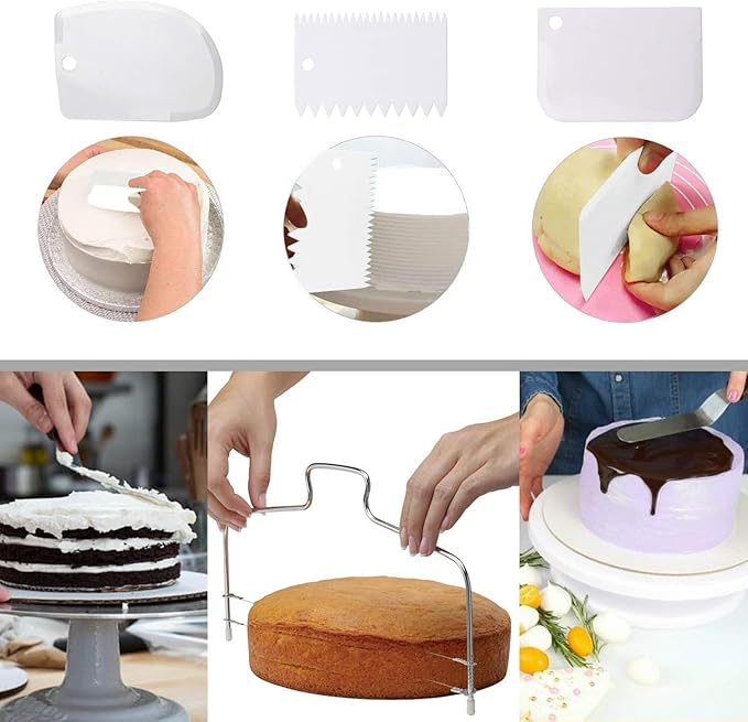 Cake Decorating Tools Supplies Kit - 82Pcs Baking Accessories with Turntable Stand Leveler 12 Piping Tips 52 Bags Icing Comb Scrapers Spatulas Cupcake Cookie Frosting Fondant Bakery Set for Beginners - Image 6