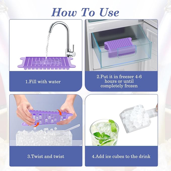 Mini Ice Cube Tray for Freezer: GGUW Nugget Ice Cube Tray with Bin - Crushed Ice Tray Making 4×108 PCS Icecube - Easy Release Iced Maker Trays - Image 5