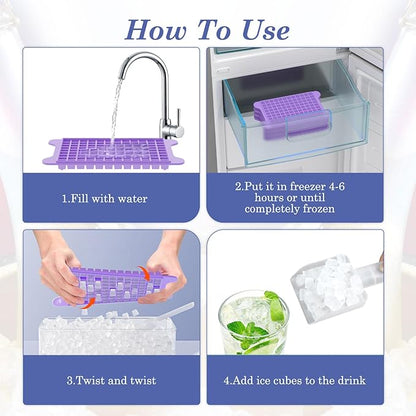 Mini Ice Cube Tray for Freezer: GGUW Nugget Ice Cube Tray with Bin - Crushed Ice Tray Making 4×108 PCS Icecube - Easy Release Iced Maker Trays - Image 5