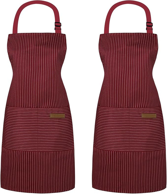 Taidven 2 Pack Apron - Unisex, Adjustable Bib Kitchen Apron, Cooking Apron, Aprons for Women Men with Pockets, Chef Aprons