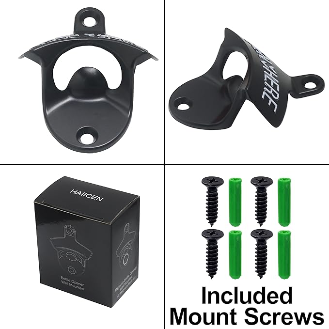 Wall Mounted Bottle Opener Stainless, Black White Screw in Wall Beer Cap Opener Gifts (2 PCS) - Image 4