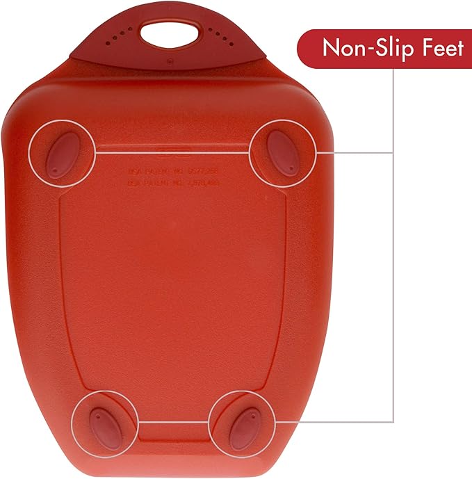 Dexas Chop & Scoop Cutting Board, 9.5 by 13 inches, Solid Red (322-J1795) - Image 4