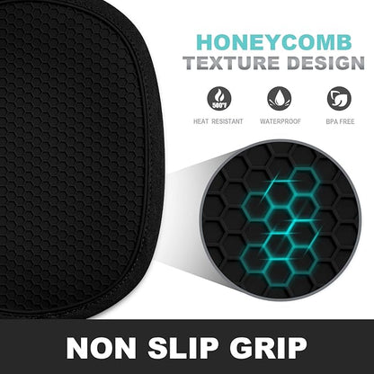 2-Pack Silicone Pot Holders for Kitchen Heat Resistant up to 500°F, Non-Slip Large Hot Pads with Pocket, Quilted Liner Trivets for Countertops Hot Pots and Pans (Black) - Image 3