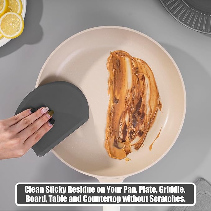 Silicone Dough Scraper with Stainless Steel Sheet, Curved Edge Flexible Bowl Scraper for Baking, Food Grade Silicone Bench Scraper for Sourdough Bread Proofing Basket, 5.98"×4.3", Dark Gray, SAPID - Image 6