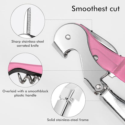 Professional Waiter Corkscrew Wine Openers Set(2PCS), Heavy Duty Stainless Steel Hinges Wine Key for Restaurant Waiters, Sommelier, Bartenders - Image 4