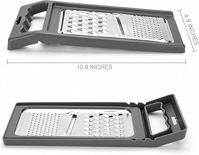 Cheese Grater with Handle, Stainless Steel, Cheese Shredder, Fruit and Vegetable Zester, Multifunction Kitchen Tool, Hampton Distribution - Image 3