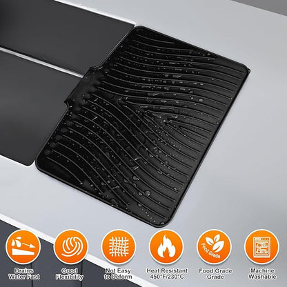 Silicone Dish Drying Mat for Kitchen Counter, Dish Drying Pad, Non-Slip Drain Pad with Built-in Drain, Heat Resistant Stone Drying Mat - Image 4